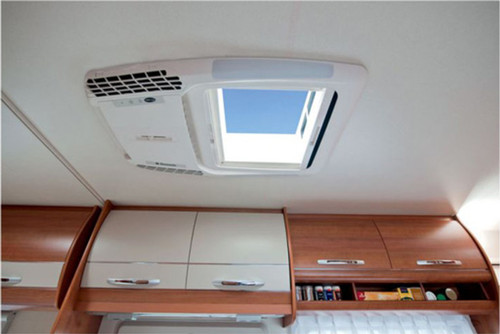 Dometic Freshlight 2200 Campervan, Caravan Motorhome Air Conditioner installed in conjunction with an existing rooflight to brighten up your motorhome whilst keeping you cool.